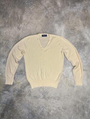 Vtg Puritan USA Made Yellow V-Neck Sweater Orlon Sz XL